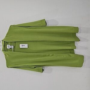 Chicos Open Front Green Cardigan short Sleeve Sweater Knit lightweight Size M